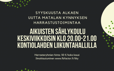 Aikuisten sählykoulu alkaa syyskuussa