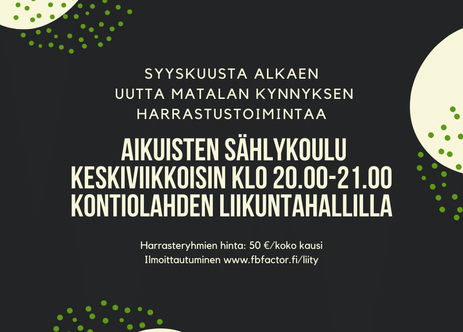 Aikuisten sählykoulu alkaa syyskuussa