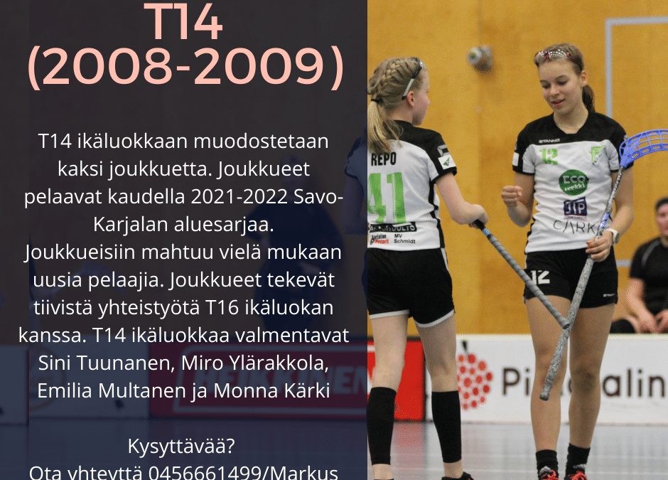 T14 ikäryhmä lähtee aluesarjaan kahden joukkueen voimin.  Kaikki uudet pelaajat mahtuvat mukaan 🤩