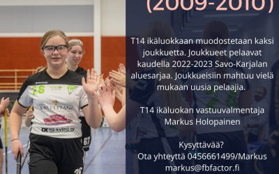 T14 ikäluokkaan tulee kaudelle 2022-2023 kaksi joukkuetta
