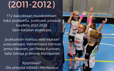 T12 ikäluokkaan tulee kaudelle 2022-2023 kaksi joukkuetta