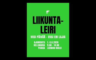 FB Factorin kesäleiri pidetään 1.-5.6.2026 Lehmon koululla.